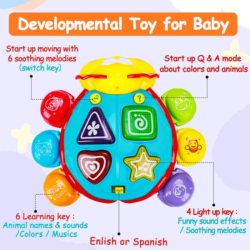 AugToy Baby Crawling Toy 6 to 12 Months Spanish English Bilingual Learning Toy for Infants 0-3-6 7 8 9 10 12-18 Month Educational Musical Light Up Toy 1 Year Old Boy Girl Easter Treat Gift Toddler Tummy Time - Image 5